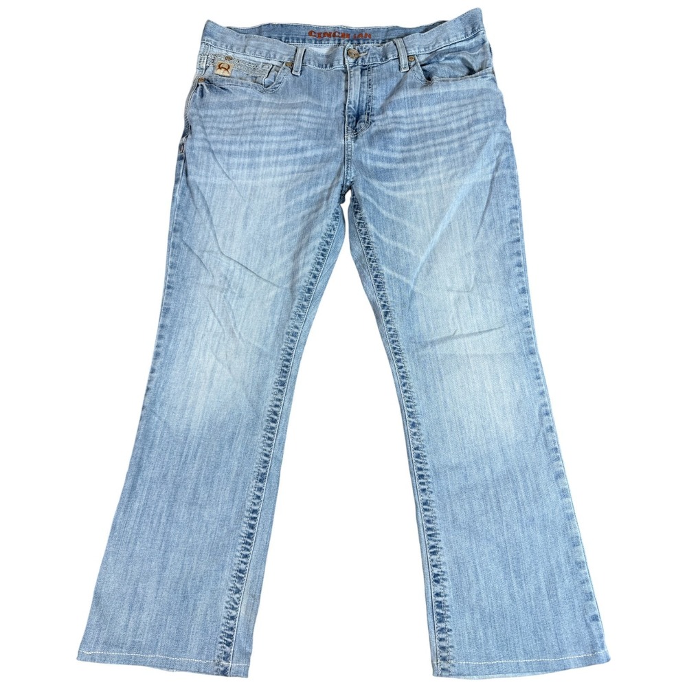 Cinch Ian Bootcut Jeans Mens 36x30 (35x27.5) Blue‎ Denim Stretch western Faded